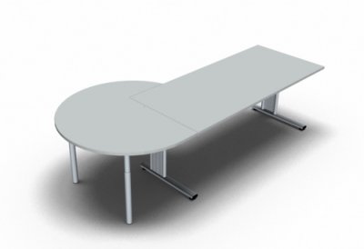 Schreibtisch 180 cm mit Berateransatz links Lichtgrau